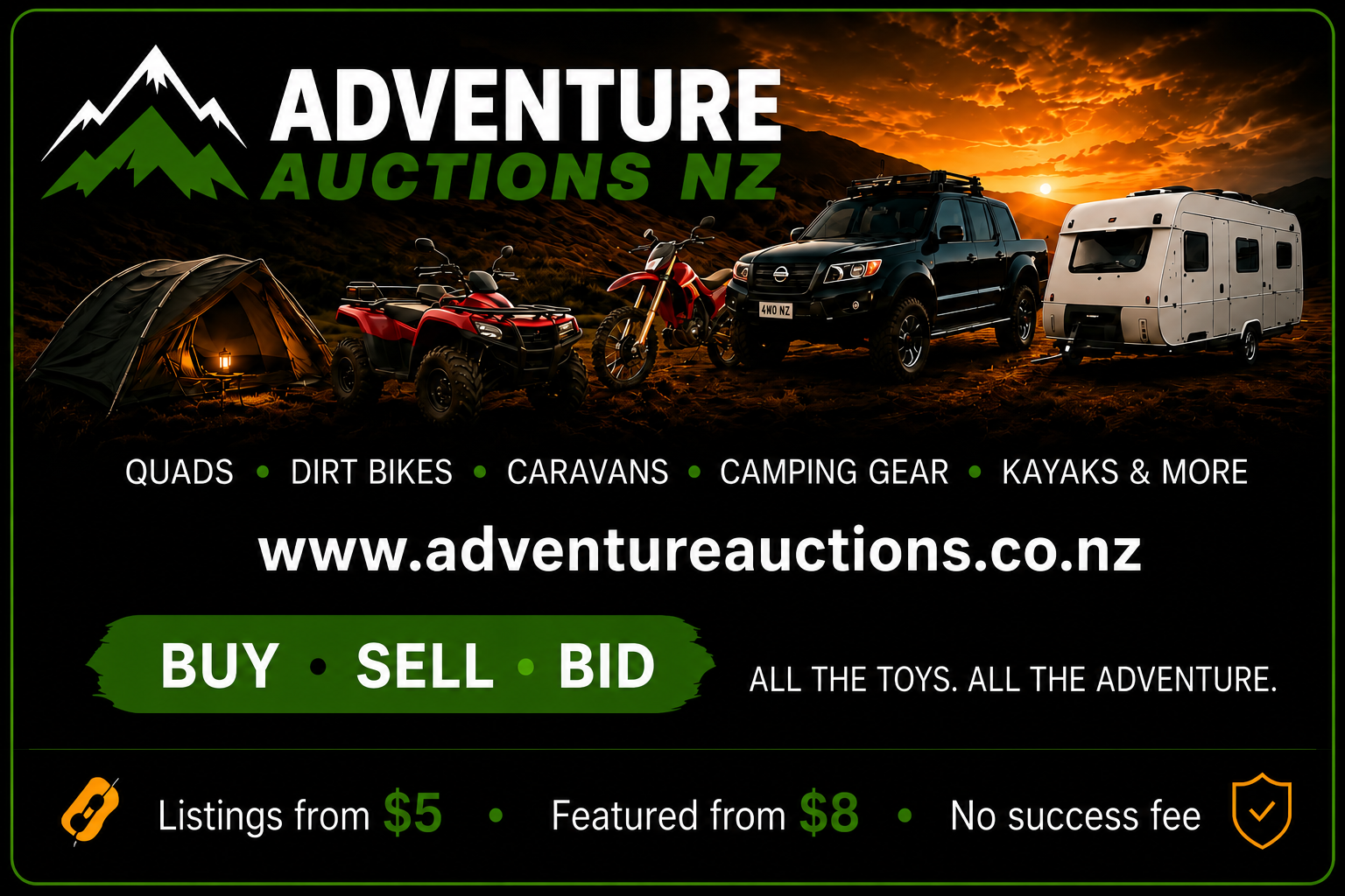 Adventure Auctions NZ — New Zealand's Adventure Auction Marketplace